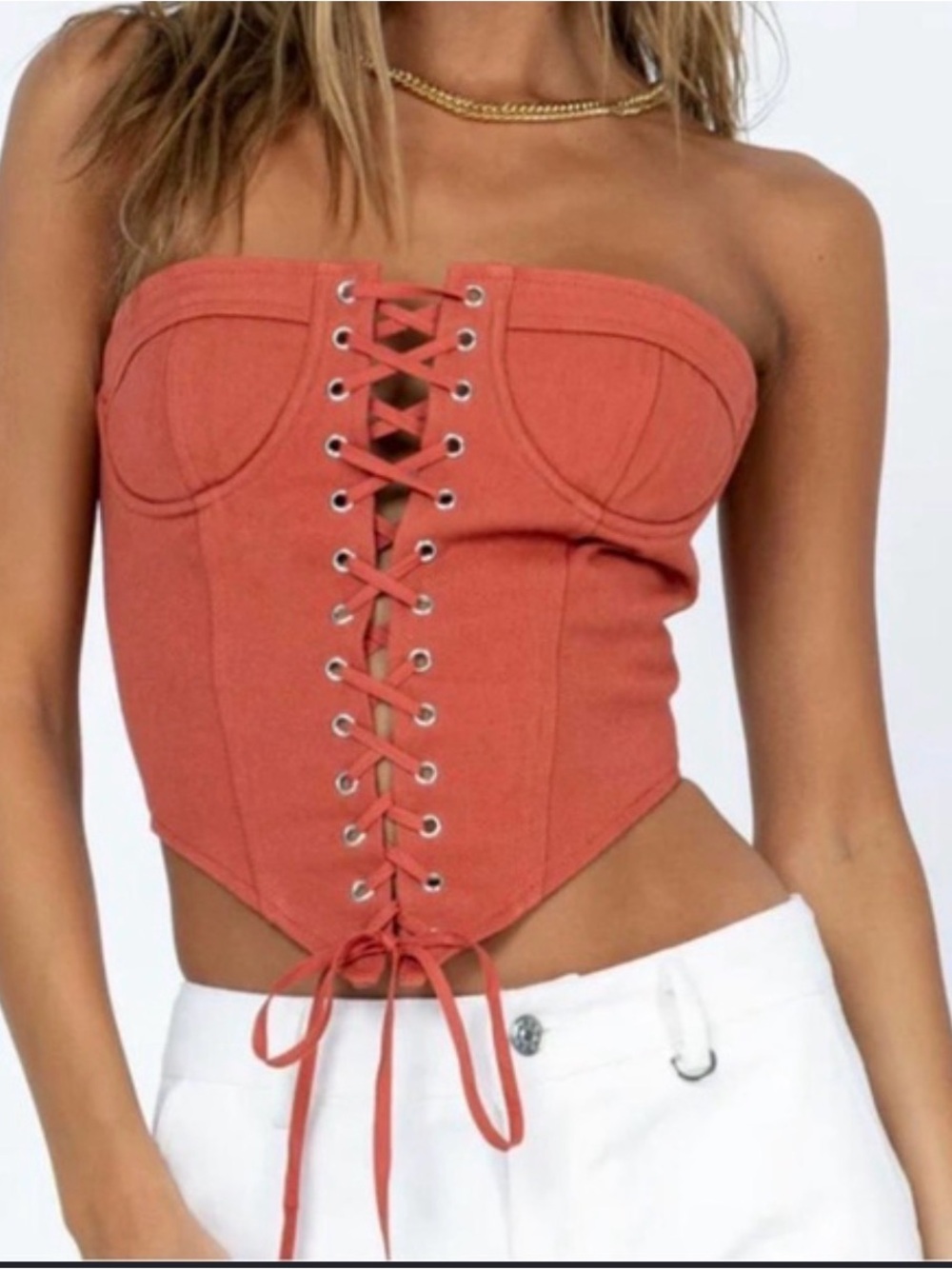 Lioness Rust Lace-Up Corset Too